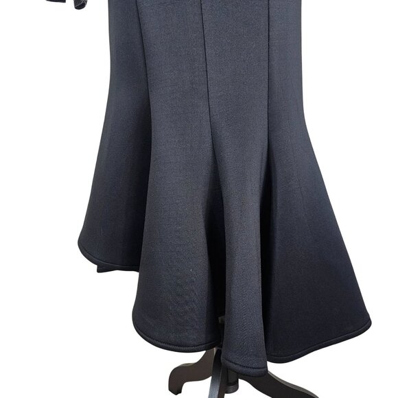 Lily‎ & Taylor Black Scuba Knit Dress Sz 6 Silver Flared Asymmetric Gatsby Party - Picture 3 of 16